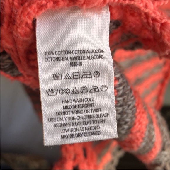 Free People Oversized Open Knit Sweater Stripe Weave Crochet Boho Scallop parka - Picture 4 of 9